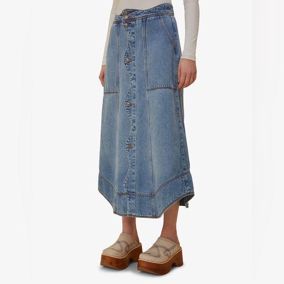 Farm Rio DENIM WAVE SKIRT